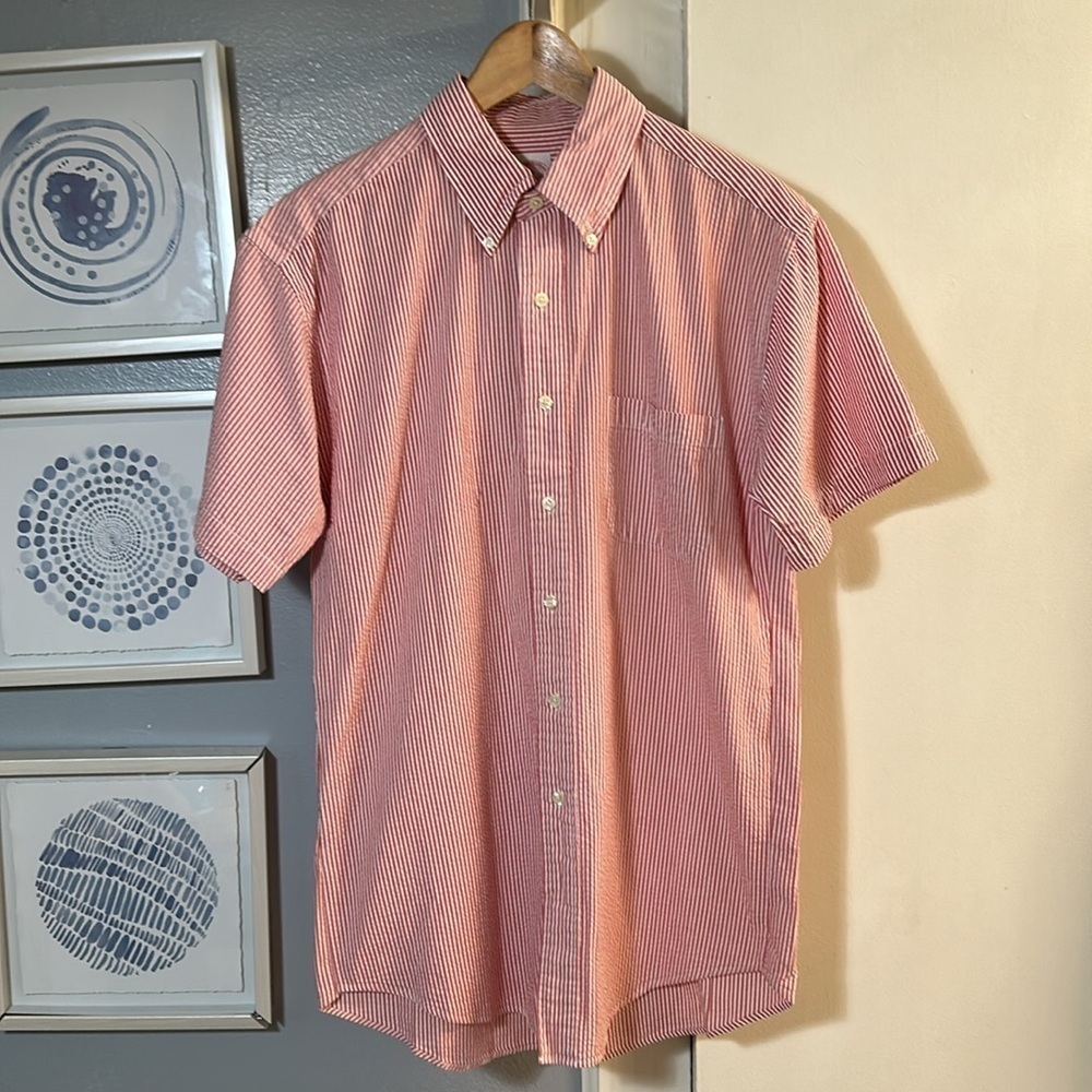 Brooks brothers Red/White Striped Short Sleeve Button Up Top Size M
